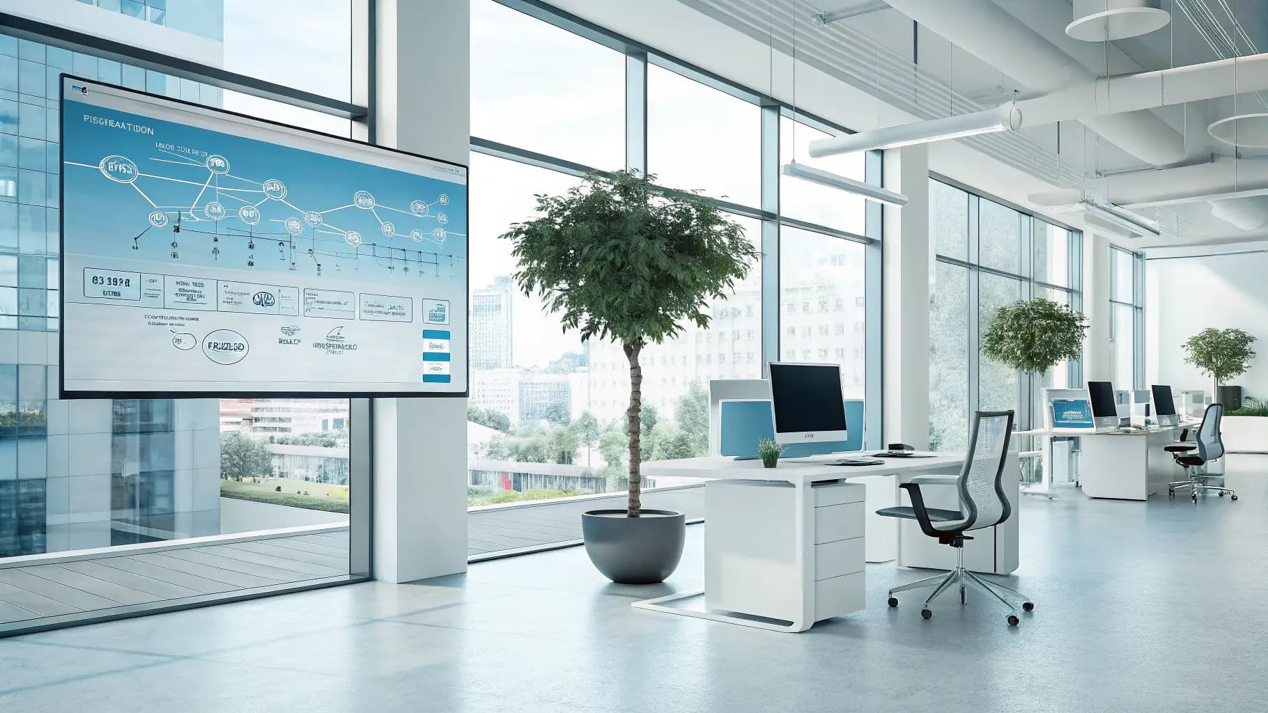 Modern office with an automated process map
