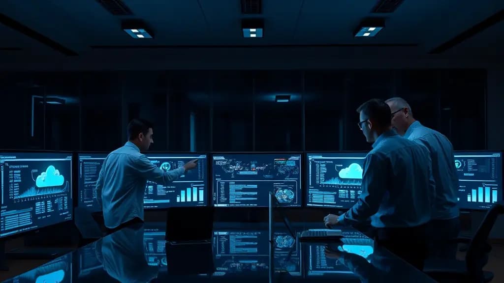 Operations team monitoring cloud infrastructure