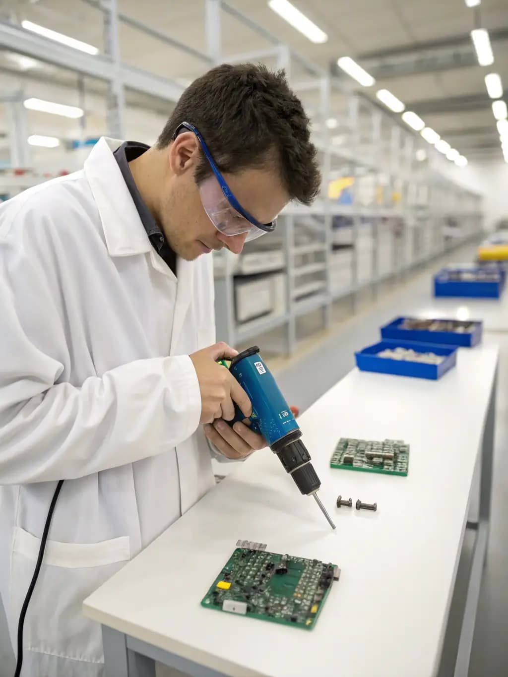 Technician testing an embedded prototype